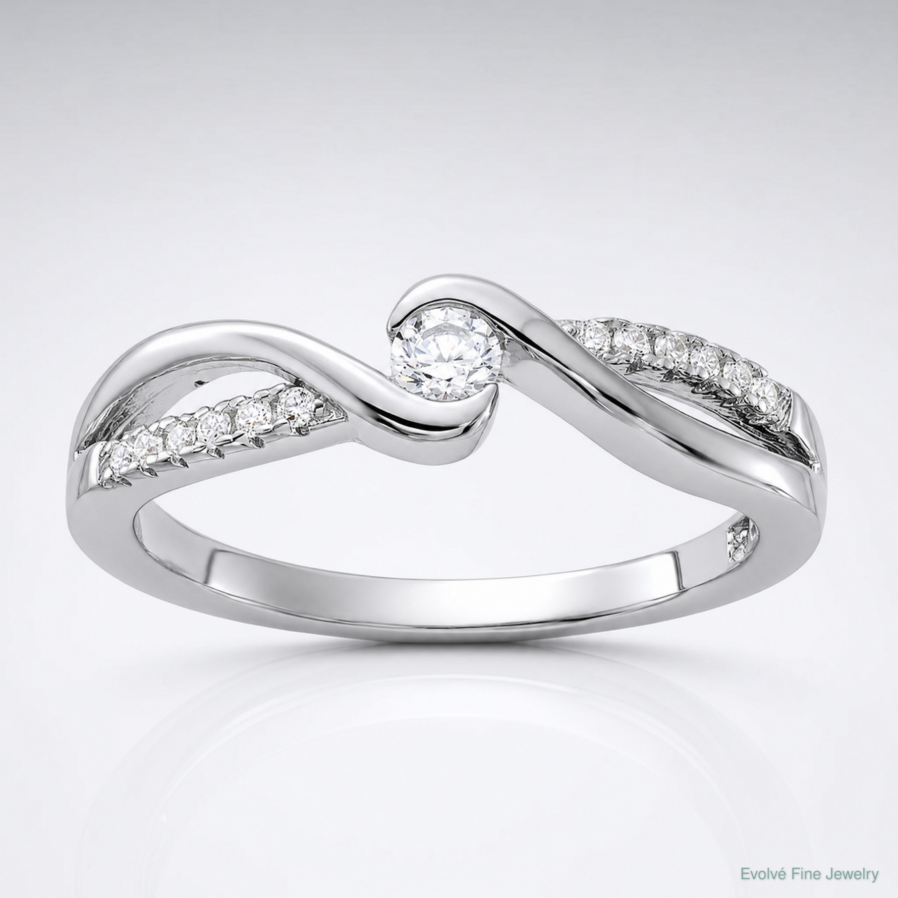 Sterling Silver Rhodium-plated & CZ Ring - Lifestyle View