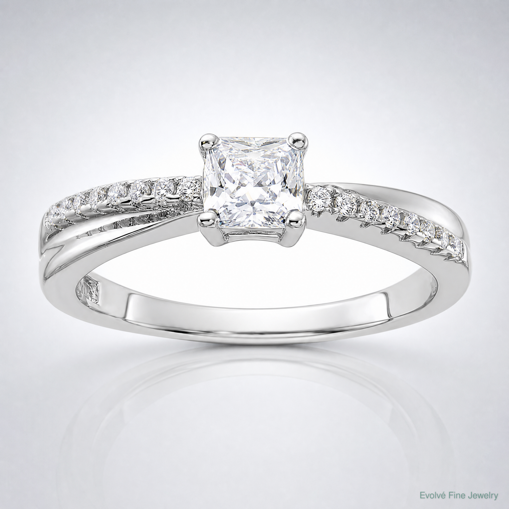 Sterling Silver Rhodium-plated Polished & CZ Ring - Lifestyle View