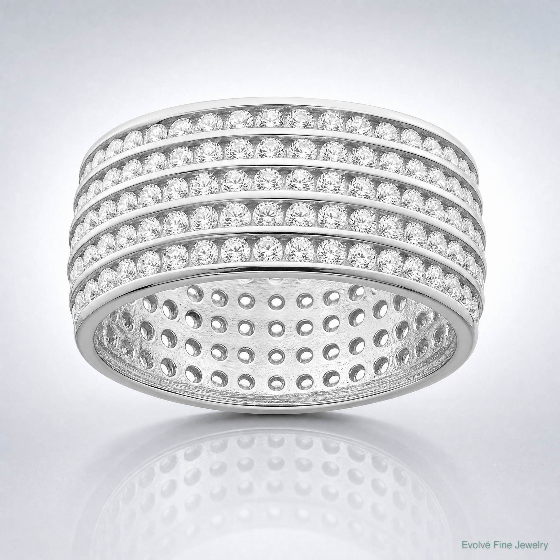 Sterling Silver Rhodium-plated 5-row Eternity Ring - Lifestyle View