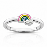 Sterling Silver RH-plated Multi-color Enameled Rainbow Children's Ring - Lifestyle View