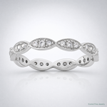 Sterling Silver Rhodium-plated Fancy Scalloped CZ Band - Lifestyle View