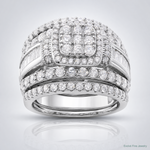 Sterling Silver Rhodium-plated CZ Square Cut 3 Piece Set Ring - Lifestyle View