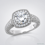 Sterling Silver Rhodium-plated 8mm Center CZ Halo Ring - Lifestyle View