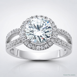 Sterling Silver Rhodium-plated Halo 8mm Center CZ Ring - Lifestyle View
