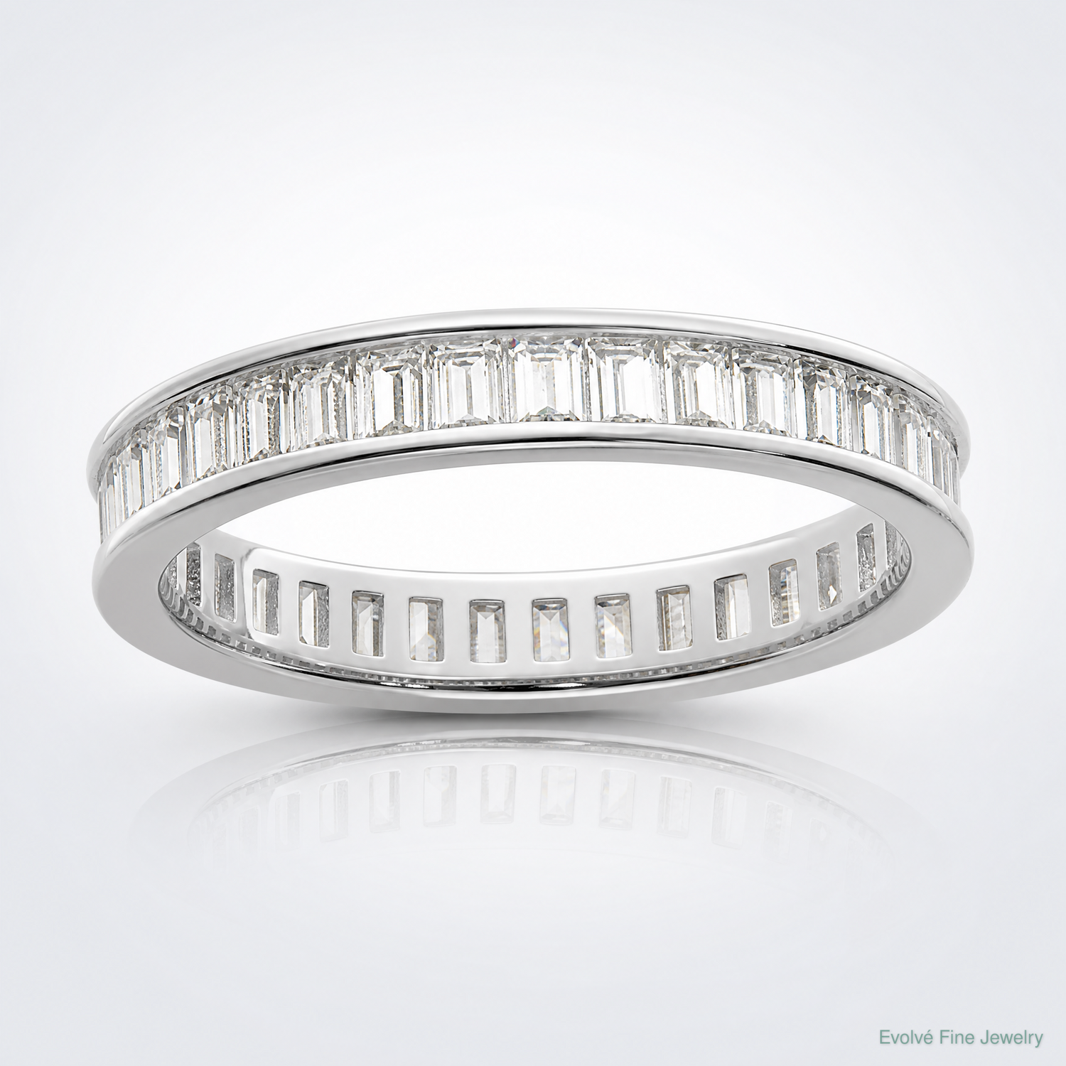 Sterling Silver Polished Rhodium-plated Channel Set CZ Band - Lifestyle View