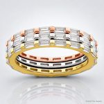Sterling Silver Rose & Gold-tone Baguette CZ Eternity 3 Band Set - Lifestyle View