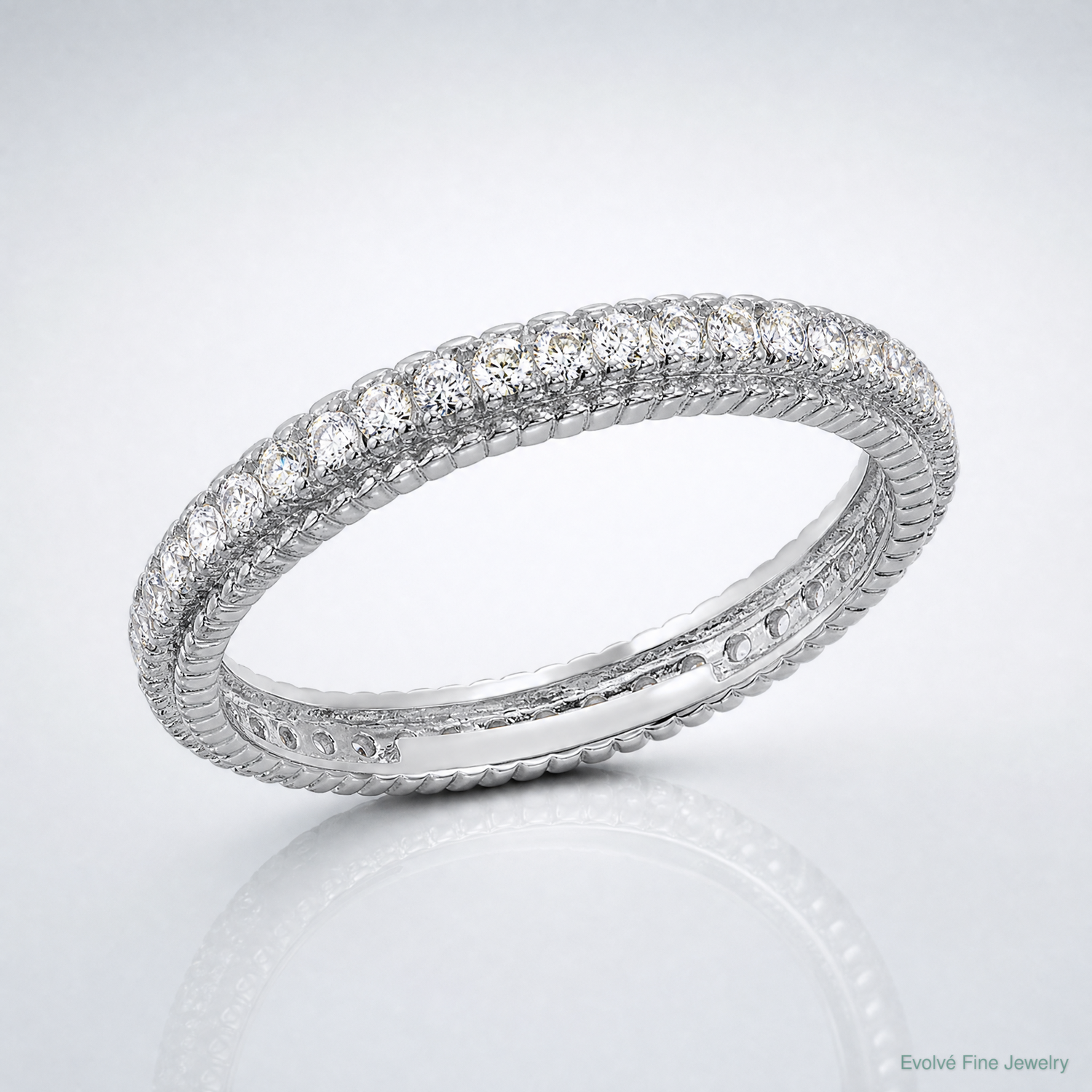 Sterling Silver Rhodium-plated CZ 3mm Eternity Band - Lifestyle View