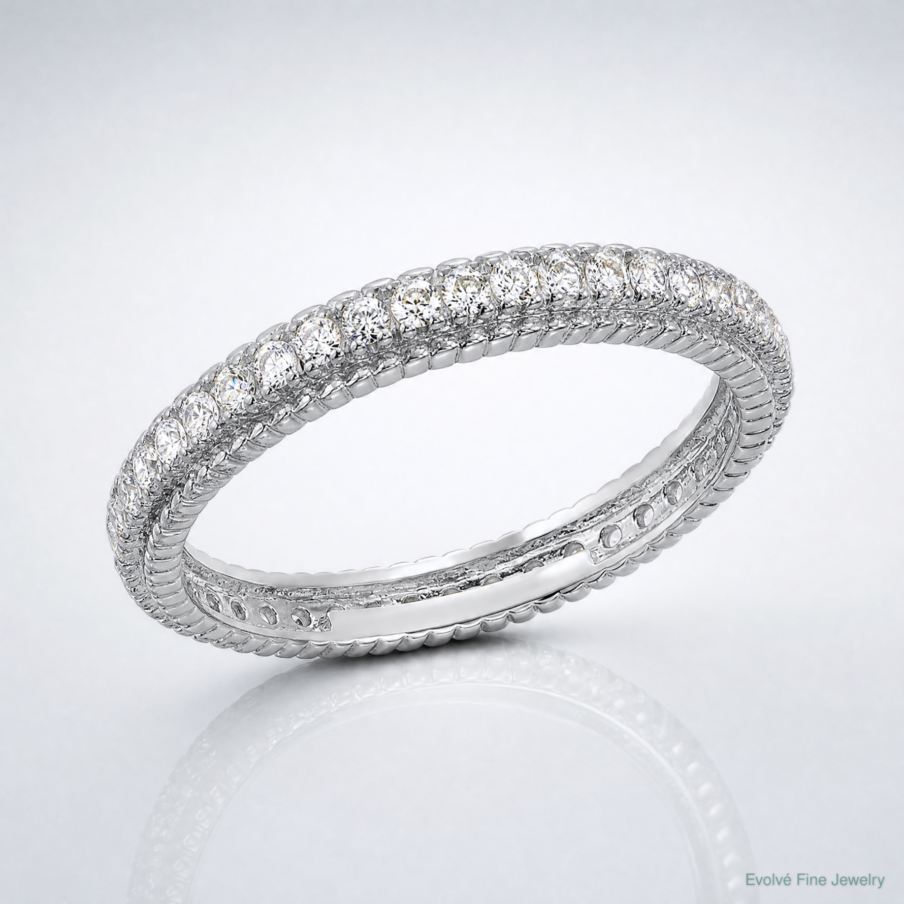 Sterling Silver Rhodium-plated CZ 3mm Eternity Band - Lifestyle View