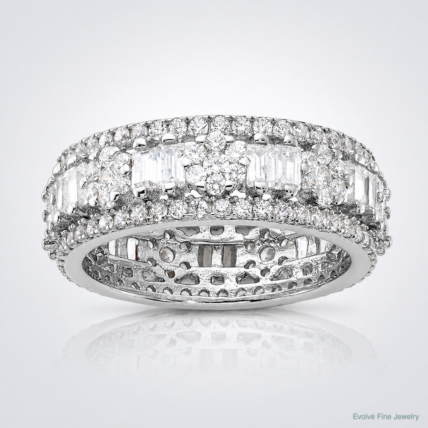 Sterling Silver Rhodium-plated CZ Eternity Band - Lifestyle View