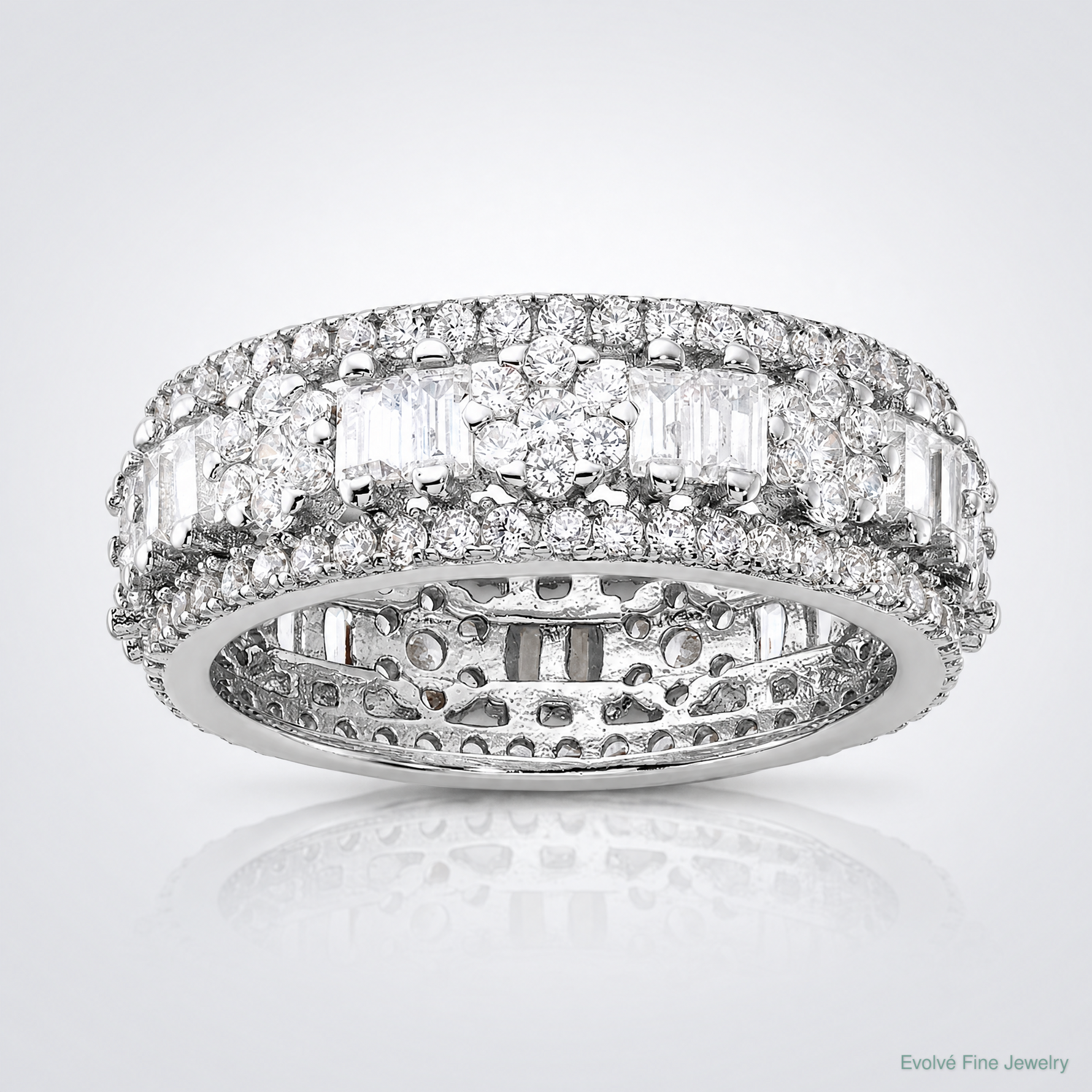 Sterling Silver Rhodium-plated CZ Eternity Band - Lifestyle View