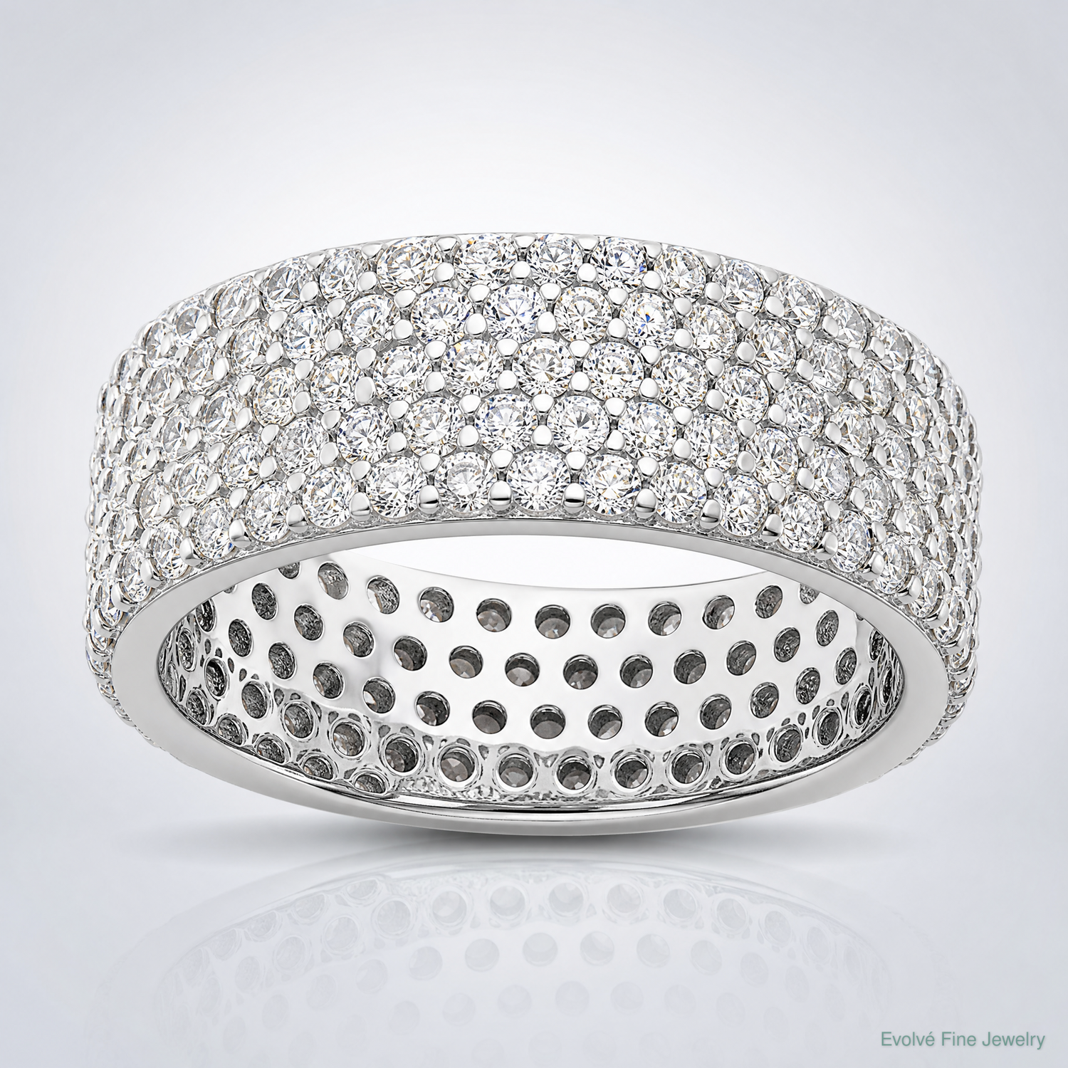 Sterling Silver Rhodium-plated 6mm CZ Eternity Band - Lifestyle View