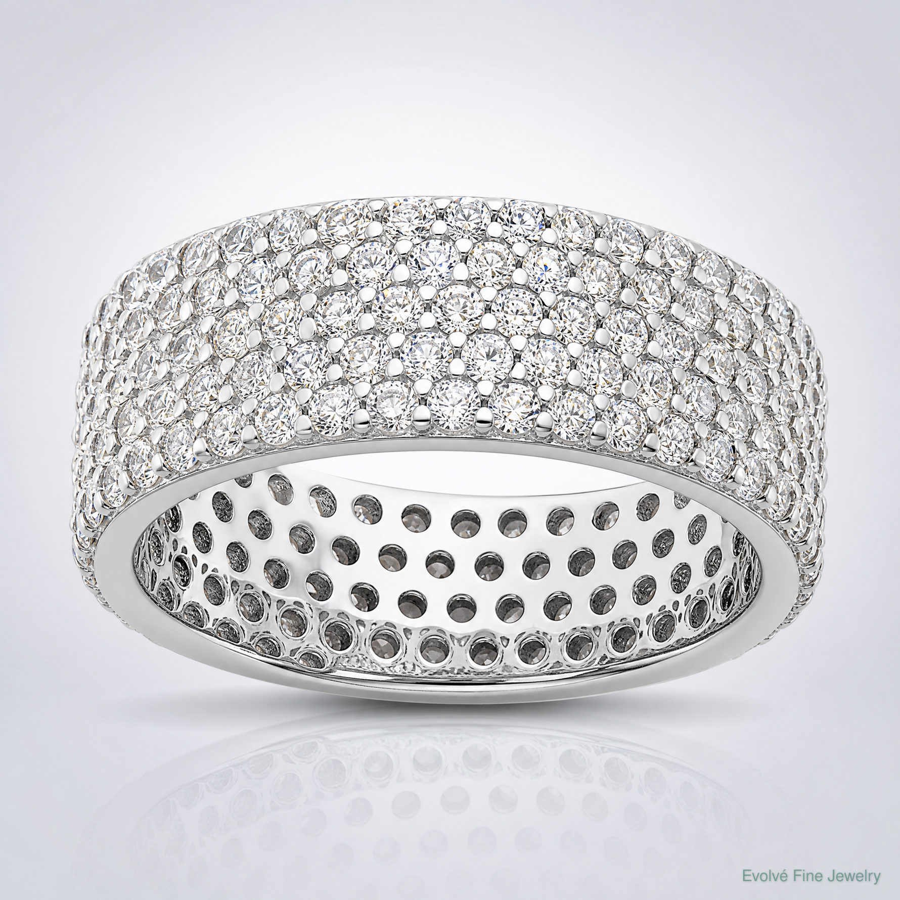 Sterling Silver Rhodium-plated 6mm CZ Eternity Band - Lifestyle View