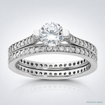 Sterling Silver Rhodium-plated CZ Eternity Engagement Ring and Band Set - Lifestyle View