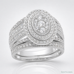 Sterling Silver Rhodium-plated CZ Ring and Band Set - Lifestyle View