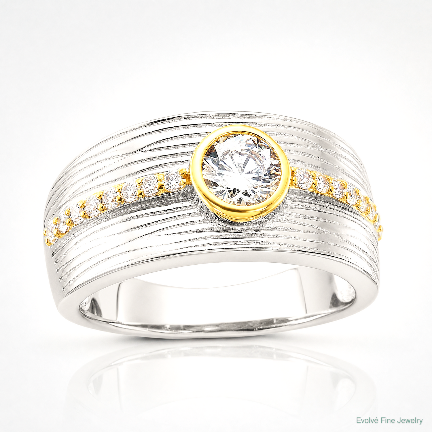 Sterling Silver Rhodium/Gold-tone CZ Ring - Lifestyle View
