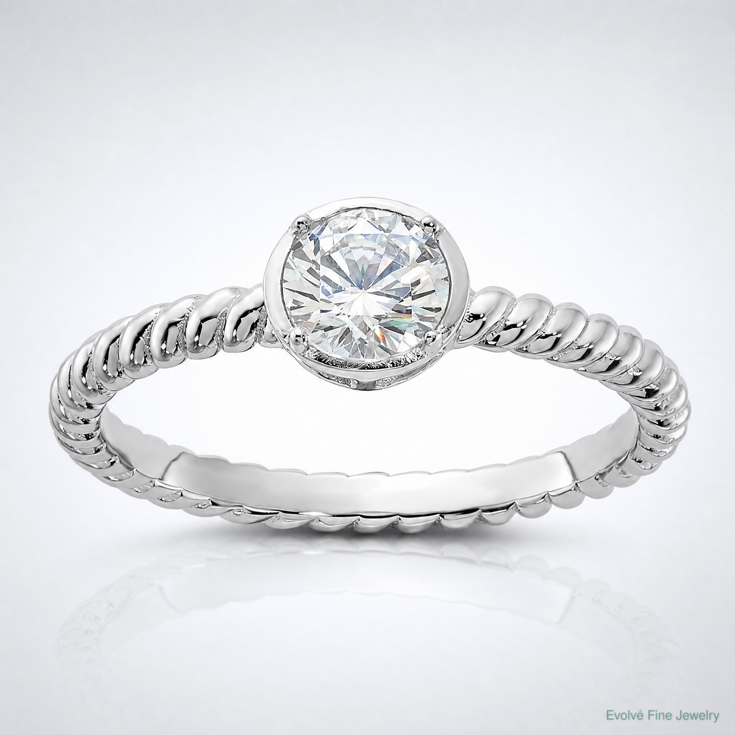 Sterling Silver Rhodium-plated CZ Twisted Ring - Lifestyle View