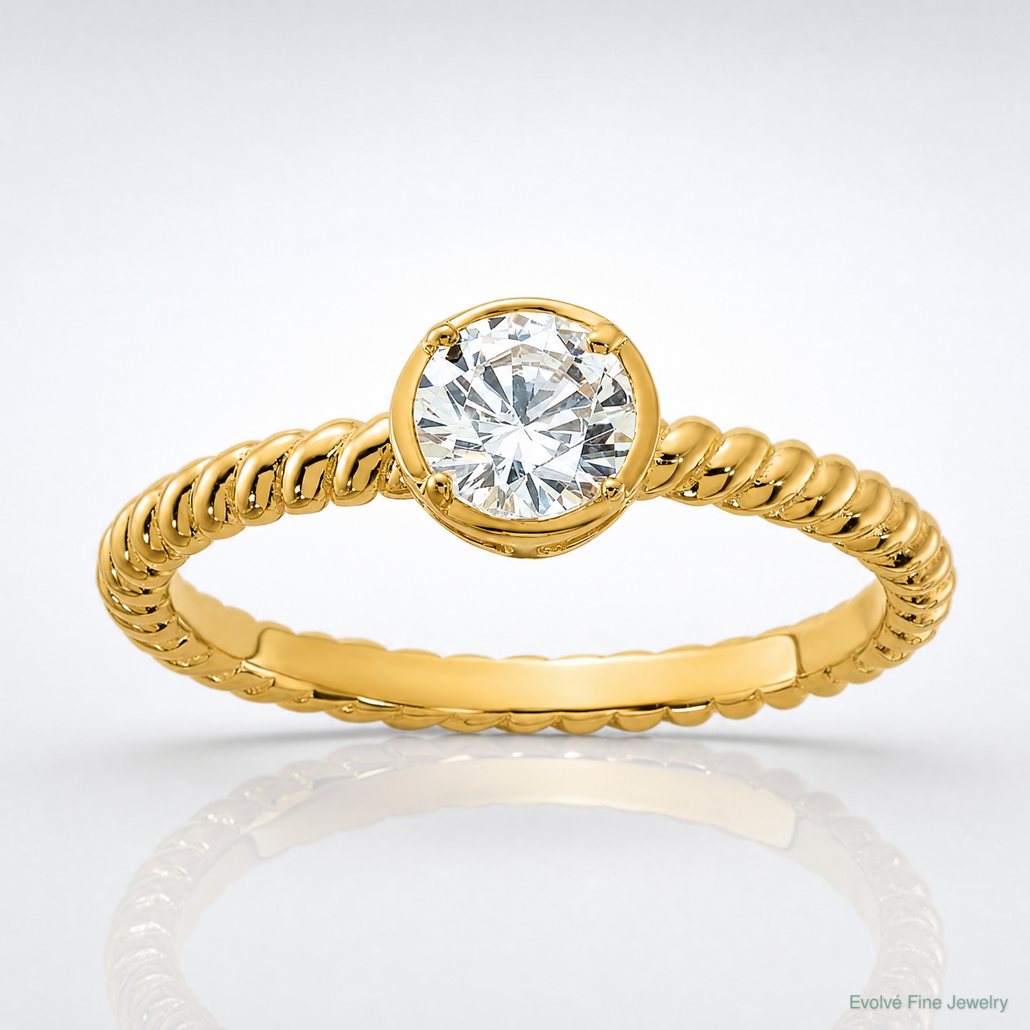 Sterling Silver Gold-tone CZ Twisted Ring - Lifestyle View
