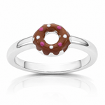 Sterling Silver Rhodium-plated Children's Enamel Donut Ring - Lifestyle View