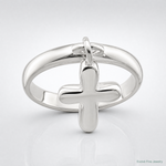 Sterling Silver Solid Cross Dangle Ring - Lifestyle View