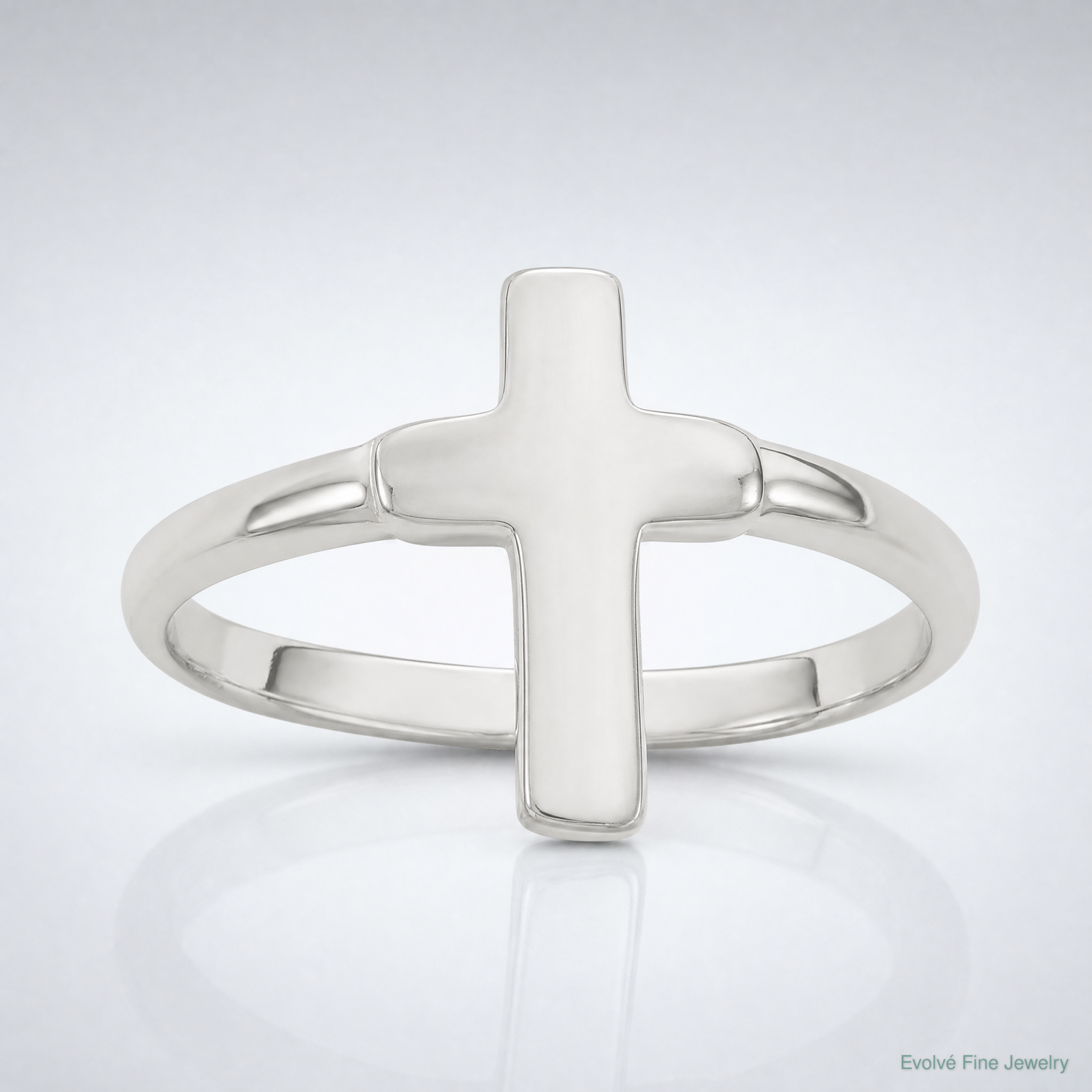 Sterling Silver Solid Cross Ring - Lifestyle View