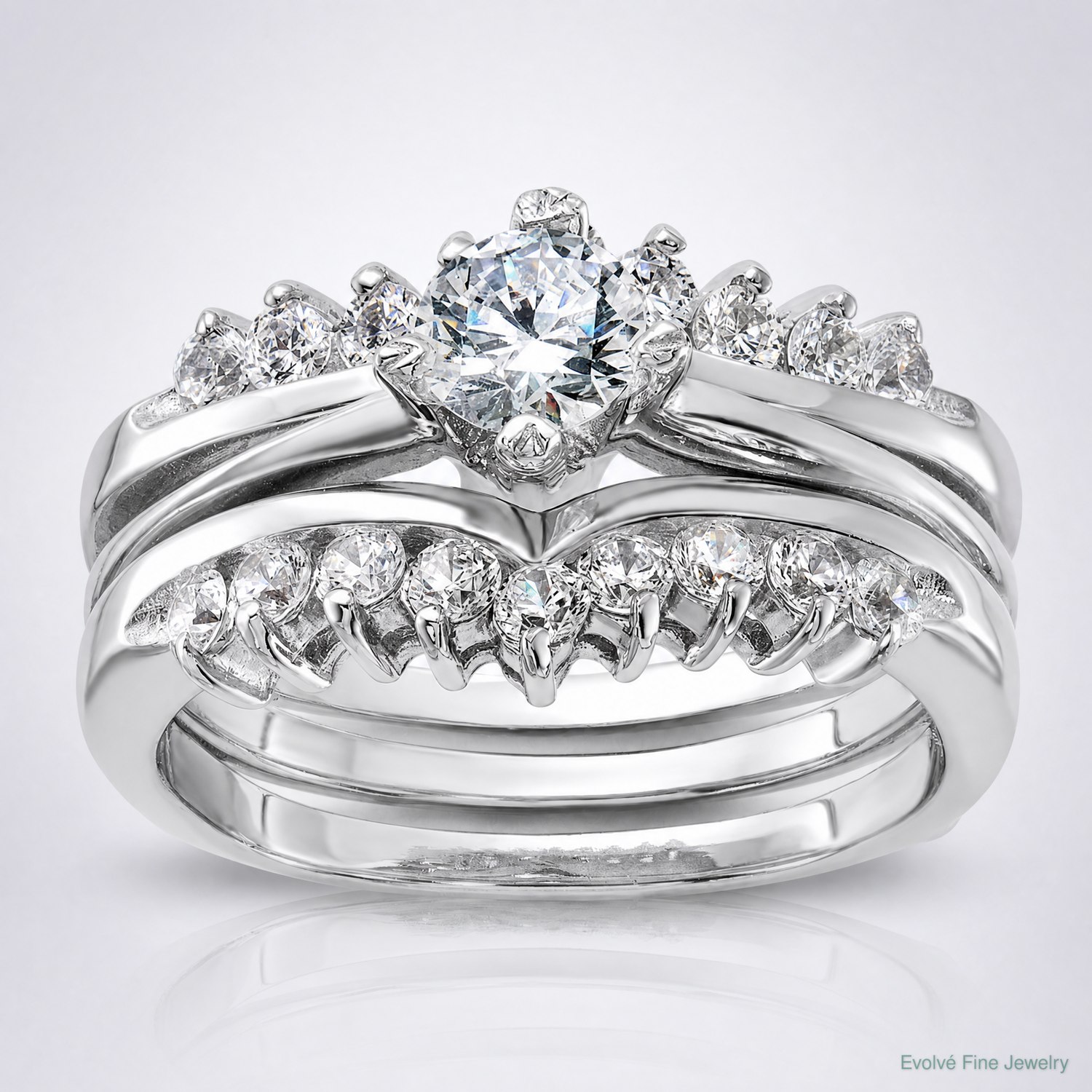 Sterling Silver Rhodium-plated CZ Ring Set - Lifestyle View