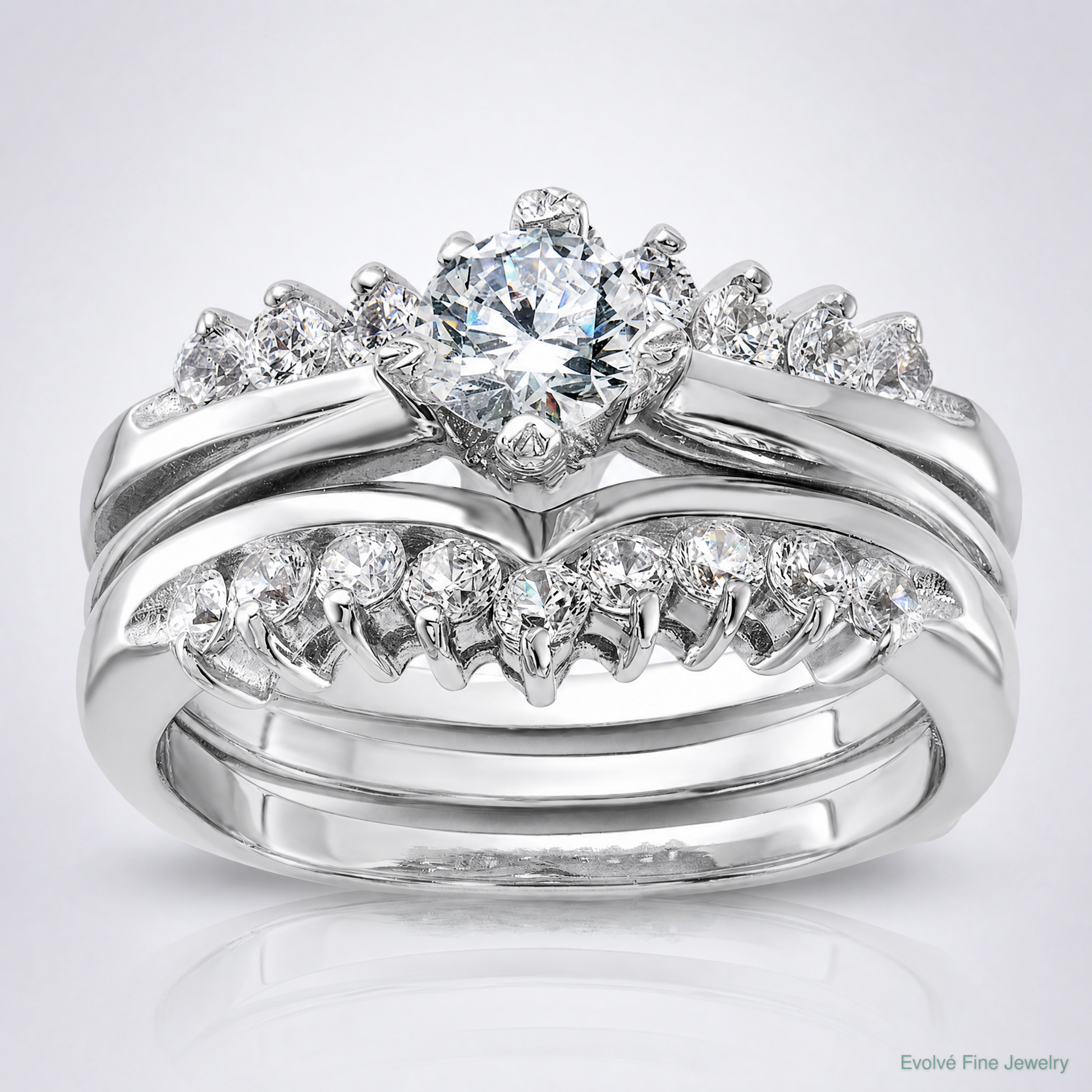 Sterling Silver Rhodium-plated CZ Ring Set - Lifestyle View