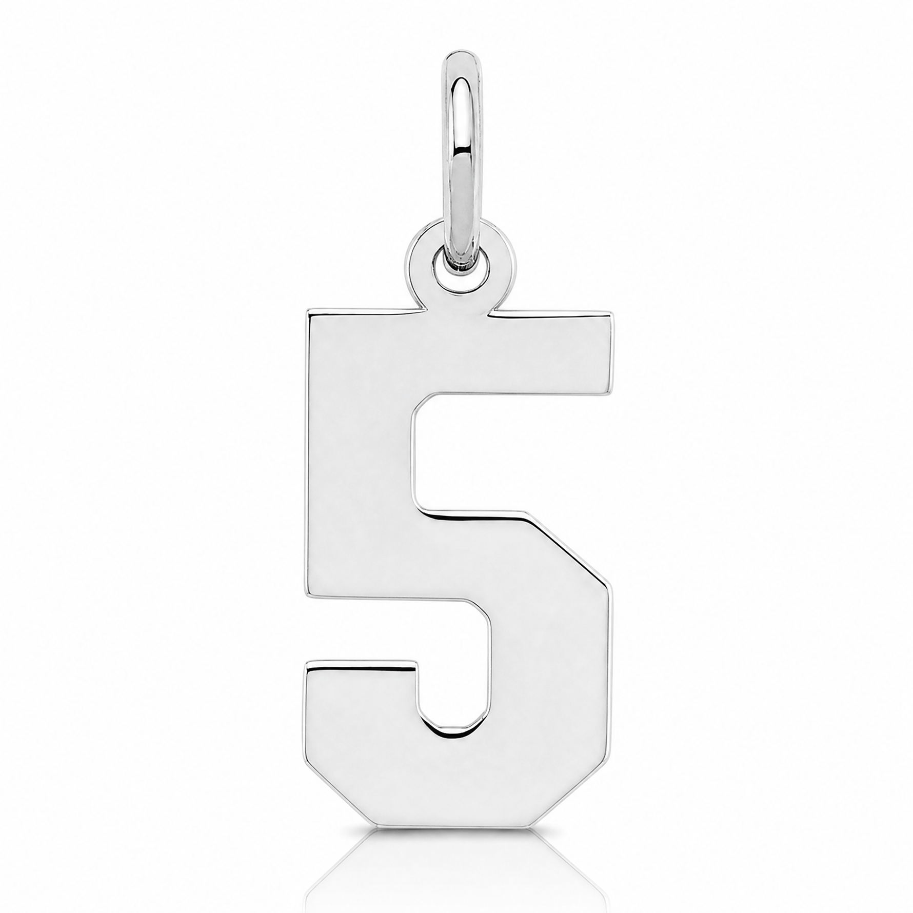 Sterling Silver/Rhodium-plated Polished Number 5 Charm - Lifestyle View