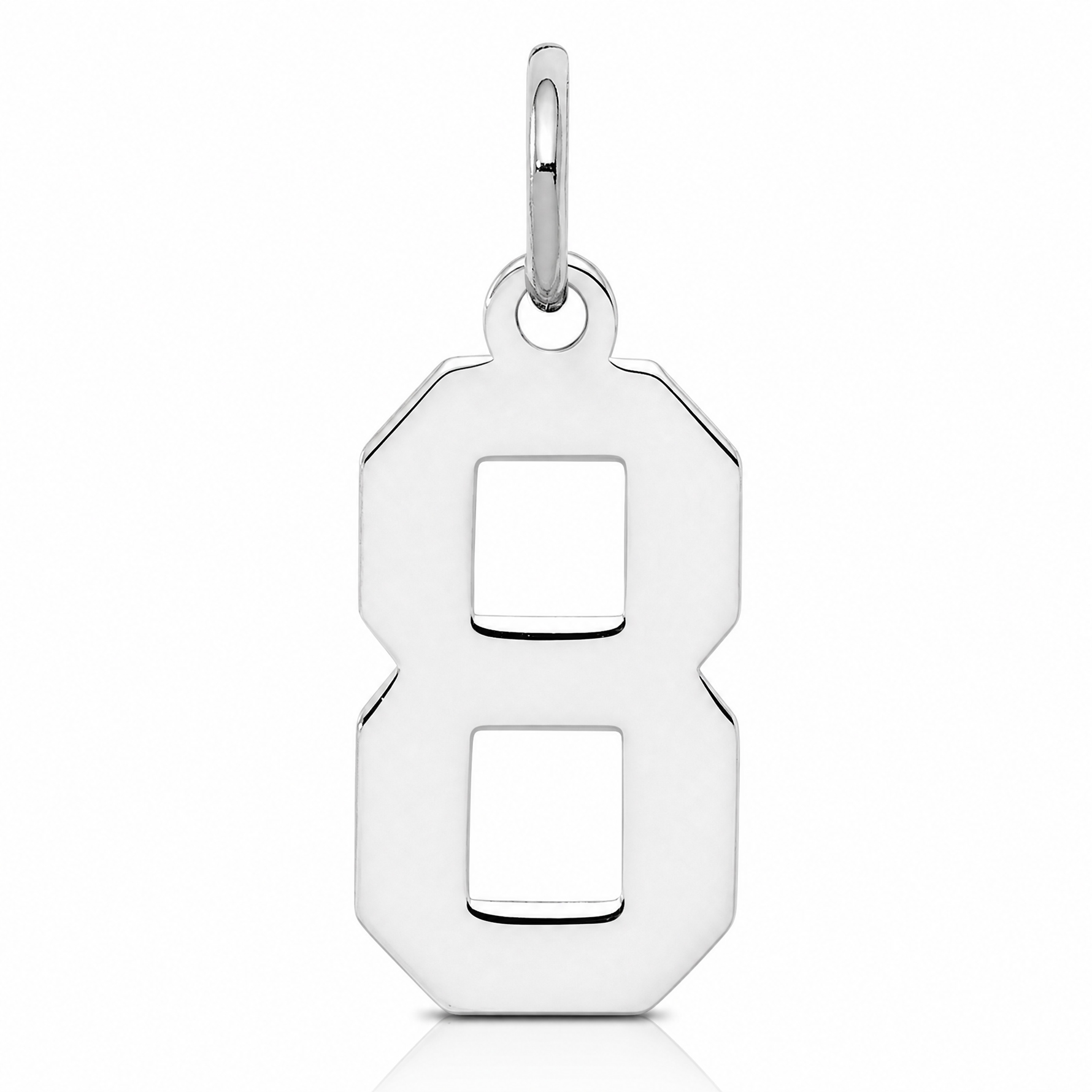 Sterling Silver/Rhodium-plated Polished Number 8 Charm - Lifestyle View