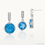 Sterling Silver Rhod-plated Blue and Clear CZ Pendant and Earring Set - Lifestyle View
