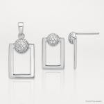 Sterling Silver RH-plated Micro Pave CZ Rectangle Earrings and Pendant Set - Lifestyle View