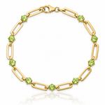 Sterling Silver Gold-tone 5mm 3.6PE Peridot Paperclip Chain Bracelet - Lifestyle View