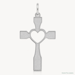 Sterling Silver Rhodium-plated Laser Cut Cross Pendant - Lifestyle View