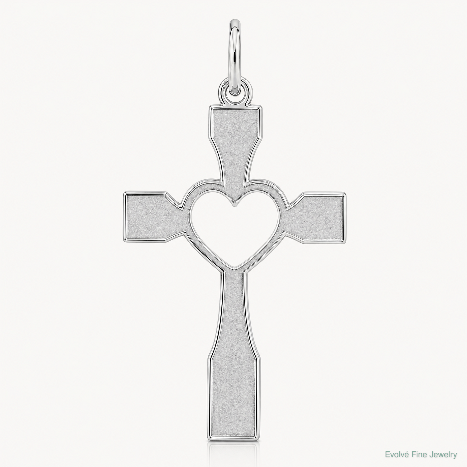 Sterling Silver Rhodium-plated Laser Cut Cross Pendant - Lifestyle View
