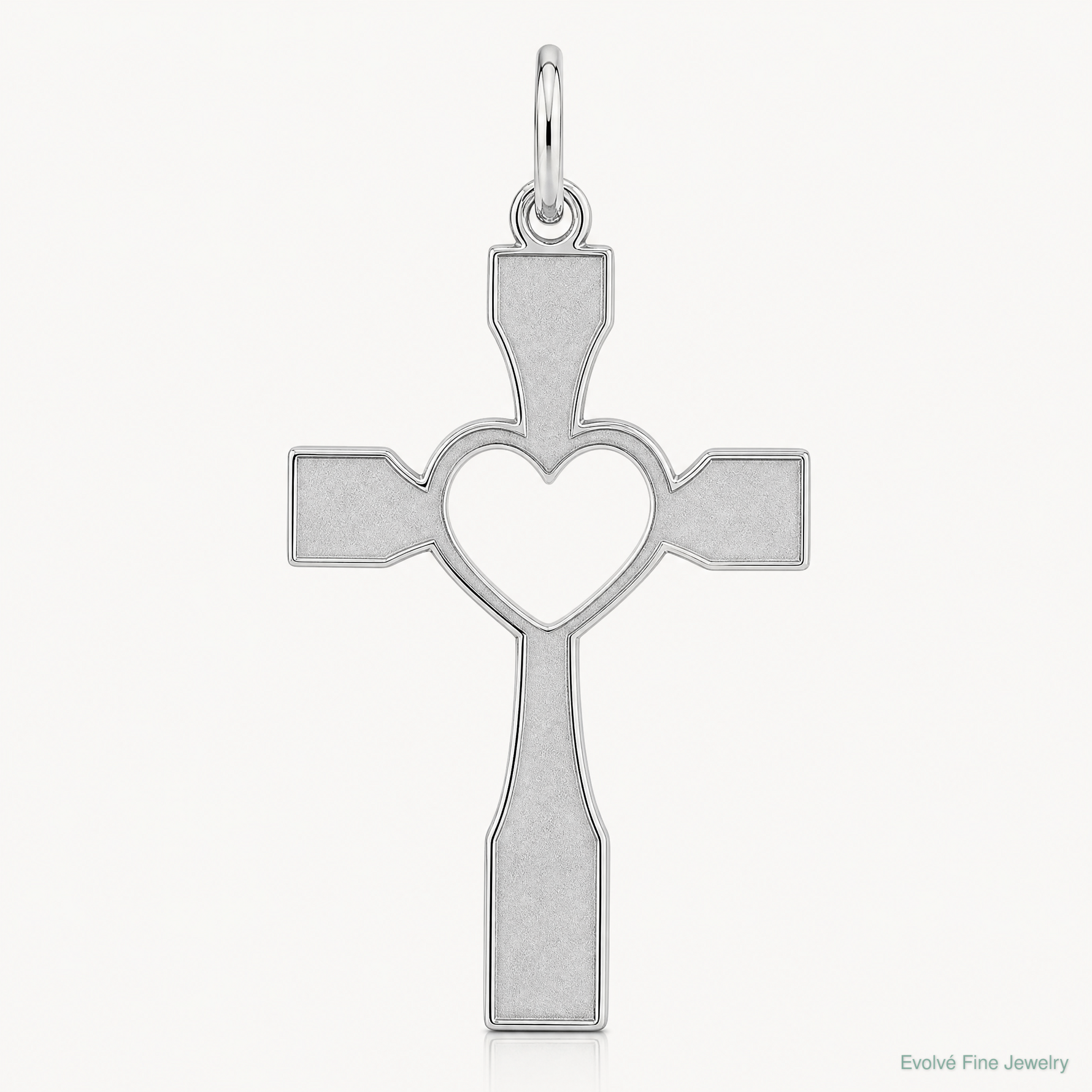 Sterling Silver Rhodium-plated Laser Cut Cross Pendant - Lifestyle View