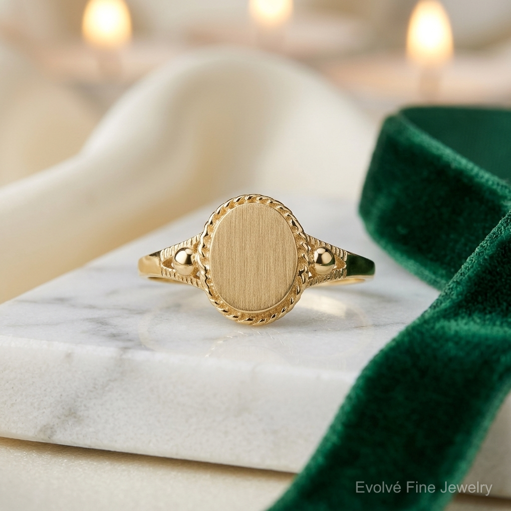 14k Childs Fancy Signet Ring - Lifestyle View