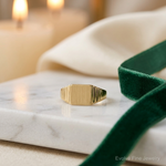 14K Rectangular Satin Baby Signet Ring - Lifestyle View