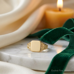 14K Square Polished Baby Signet Ring - Lifestyle View