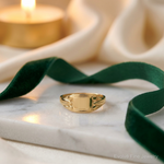 14K Polished Rectangular Baby Signet Ring - Lifestyle View