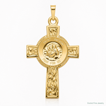 14k Cross w/St Anthony Medal Pendant - Lifestyle View