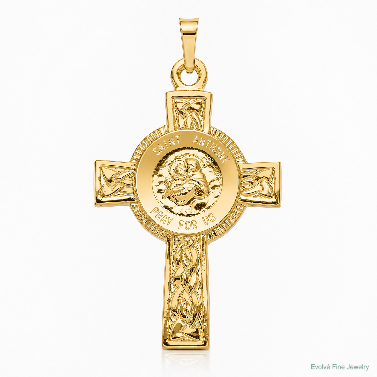 14k Cross w/St Anthony Medal Pendant - Lifestyle View