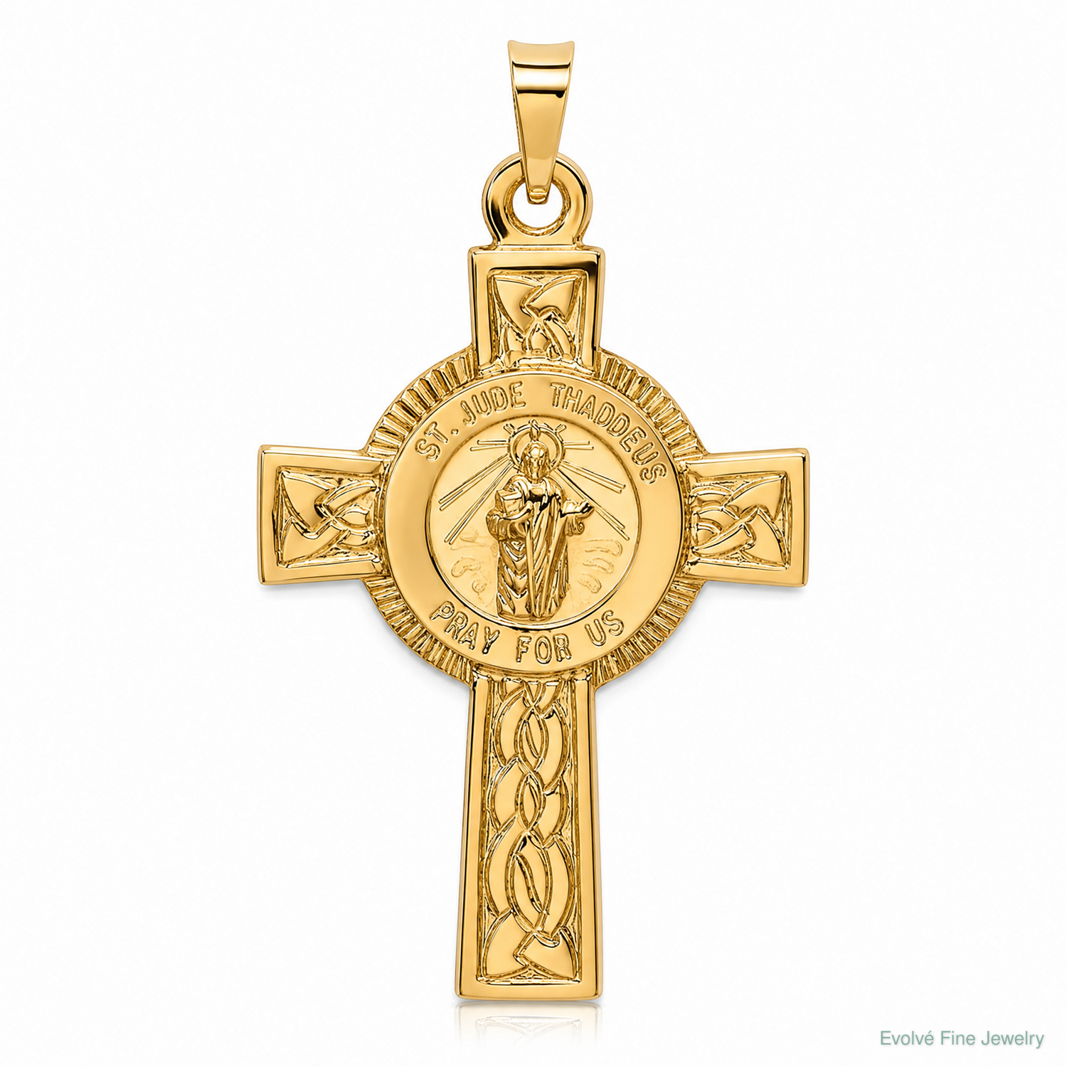 14k Cross w/St. Jude Medal Pendant - Lifestyle View