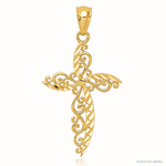 14k Scroll Design Cross Pendant - Lifestyle View