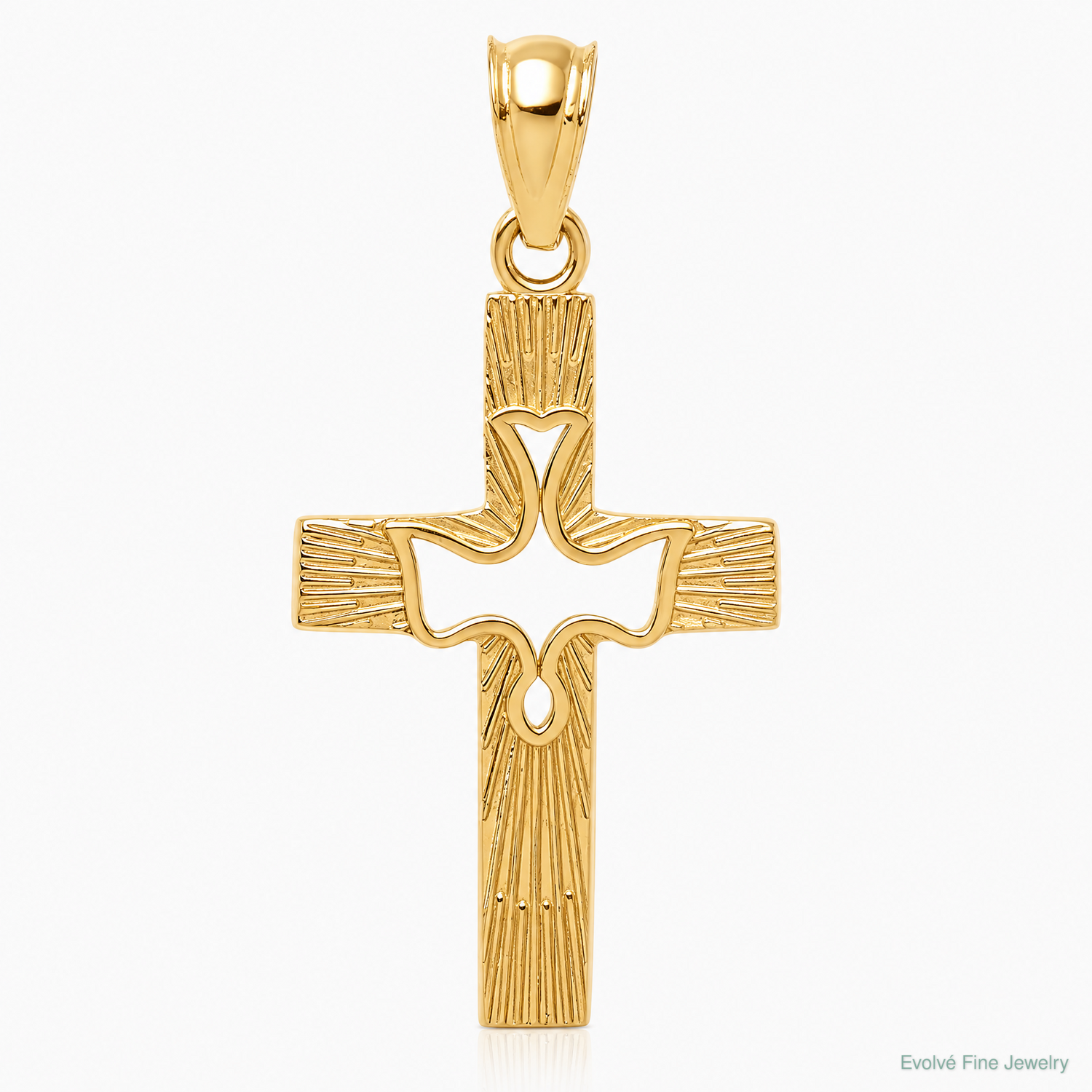 14k Dove Cross Pendant - Lifestyle View