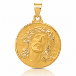 14k Head of Christ Medal Hollow Round Pendant - Lifestyle View