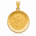 14k Saint Christopher Medal Hollow Pendant - Lifestyle View