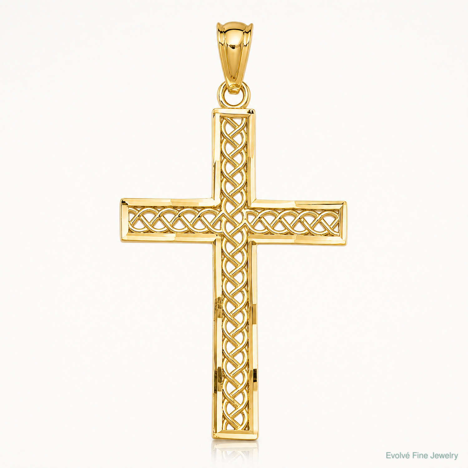 14k Diamond-cut Filigree Cross Pendant - Lifestyle View