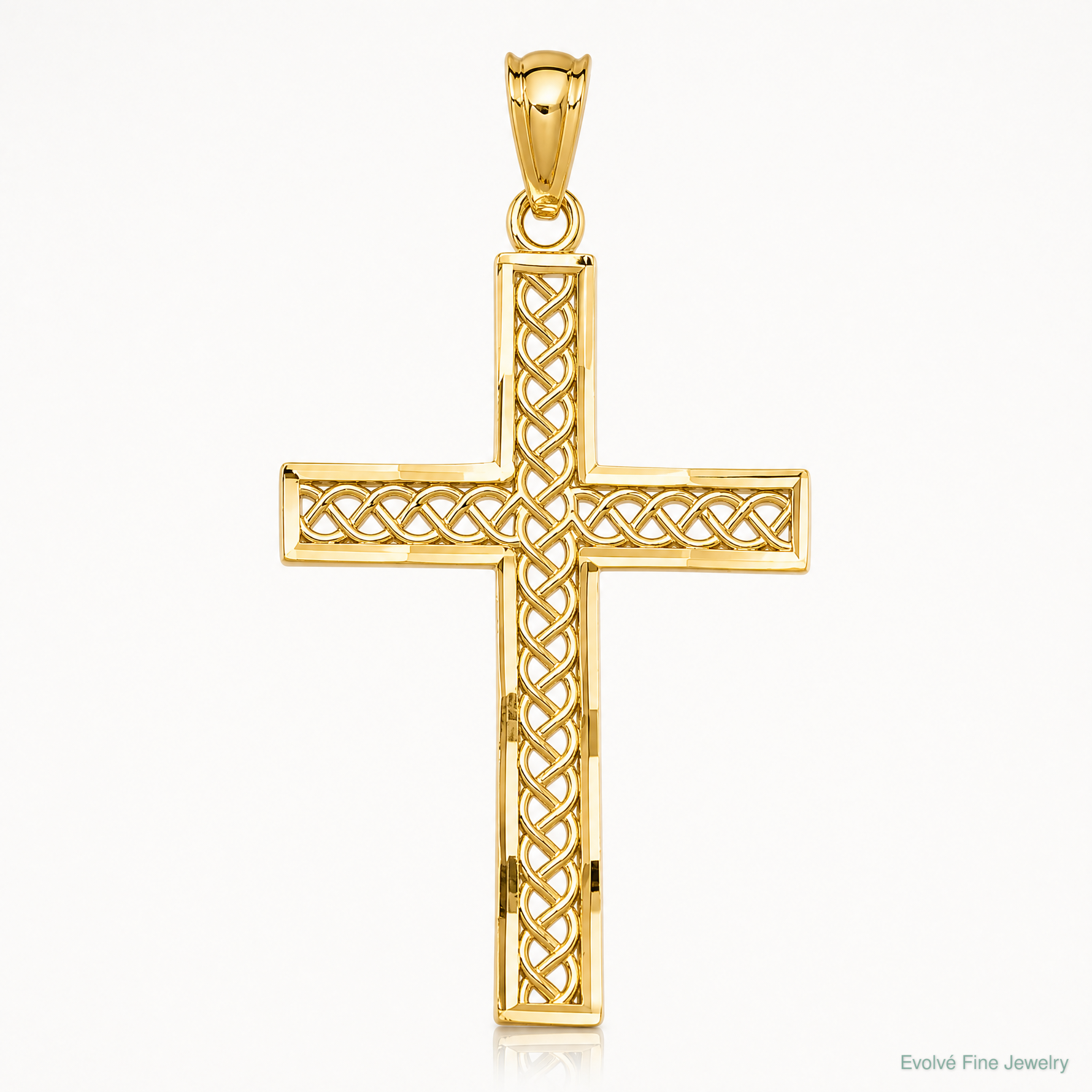14k Diamond-cut Filigree Cross Pendant - Lifestyle View