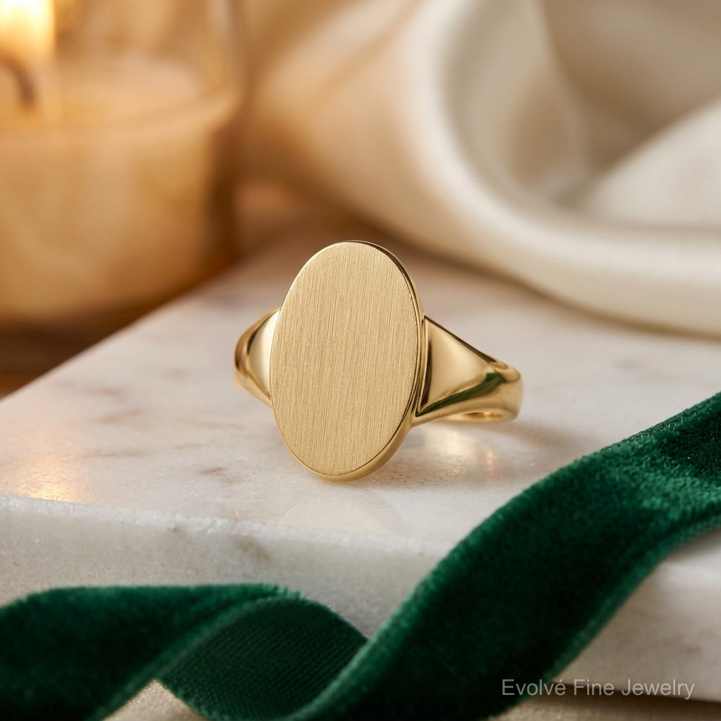 14k 9.0x14.5mm Open Back Signet Ring - Lifestyle View