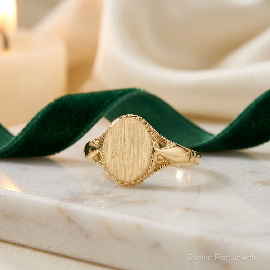 14k 8.5x6.5mm Open Back Child's Signet Ring - Lifestyle View