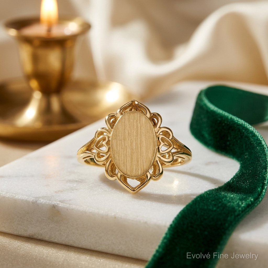 14k 7.5x10.5mm Open Back Signet Ring - Lifestyle View